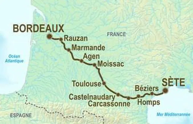 Parcours de la randonnée Bordeaux-Sète