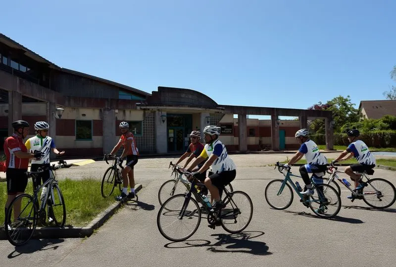 Les 3 groupes de niveau au départ d'une sortie à la salle J.Anquetil